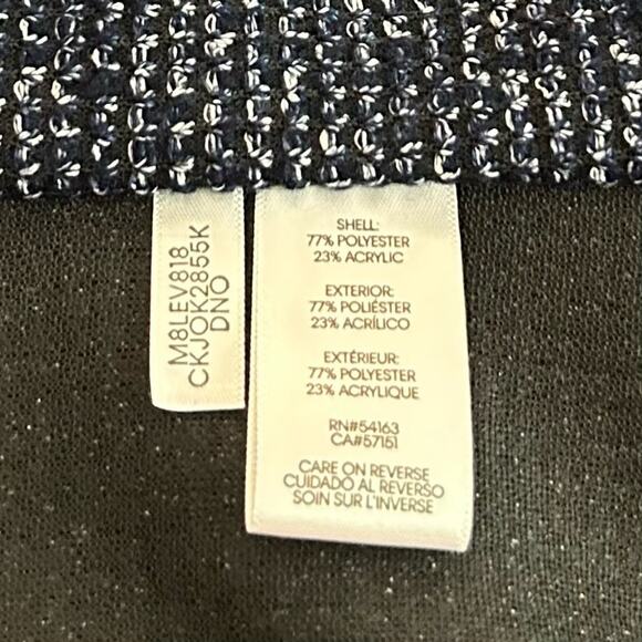 EUC Calvin Klein Navy and White Textured Tweed Drape Collar Blazer. Size M. - Picture 8 of 9